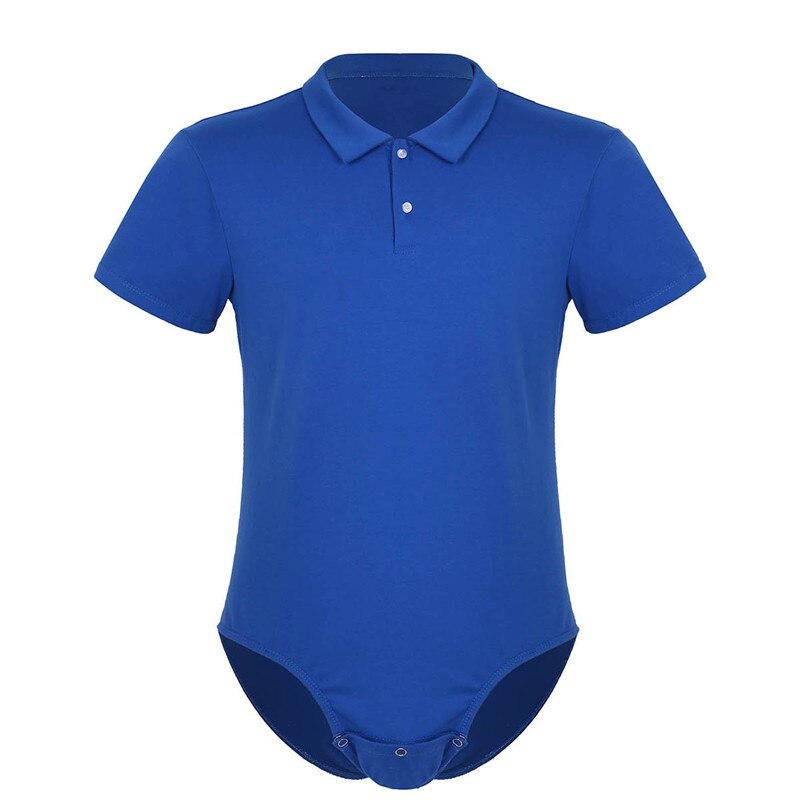 Kortärmad herr vuxen bebis underkläder i ett stycke nedfällbar krage tryckknapp grenskjorta body cos-players romper pyjamas: Blå / M