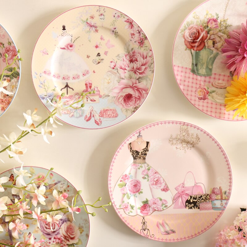 Porslin lantlig stil kärleksfat blomma utsökt liv dinne tallrik biff tallrik europeisk amerika stil levande