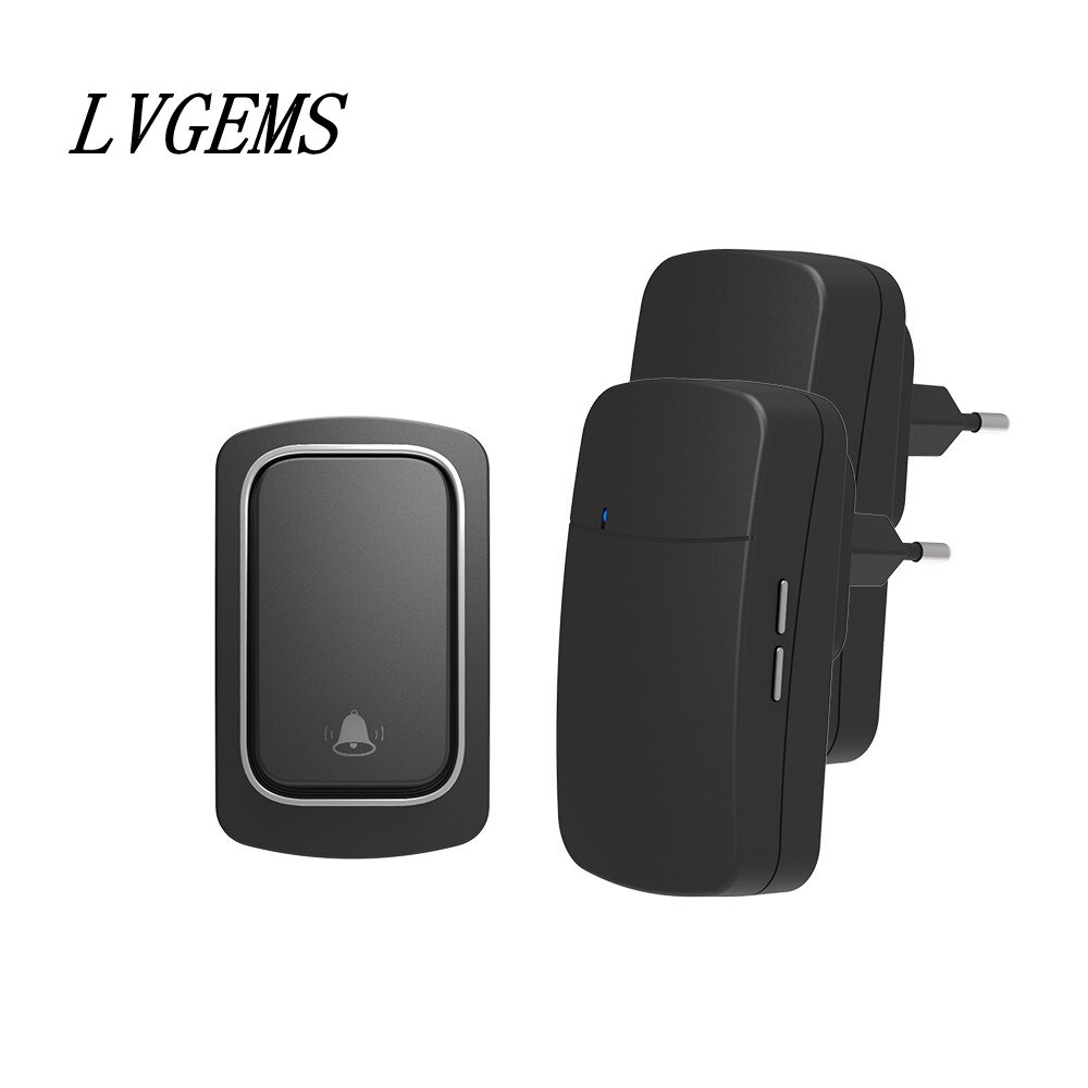 Sino de porta sem fio, com conector eua, ue, reino unido, à prova d&#39;água, sem fio, 150m de distância, 32 músicas, para porta de boas vindas: 1Button 2Receiver B / EU