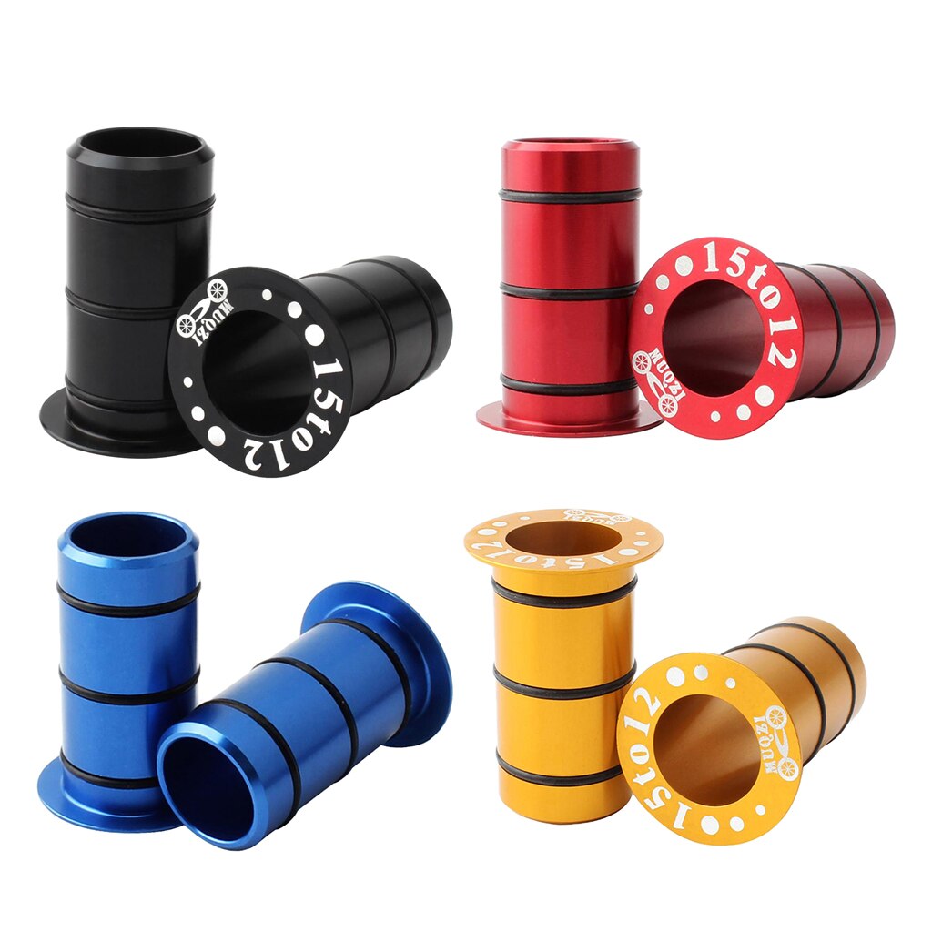 1 par adapter til konverteringssæde til cykelnav forreste aksel 15mm to 12mm,  med 6 tætningsringe  - 30 x 15 mm