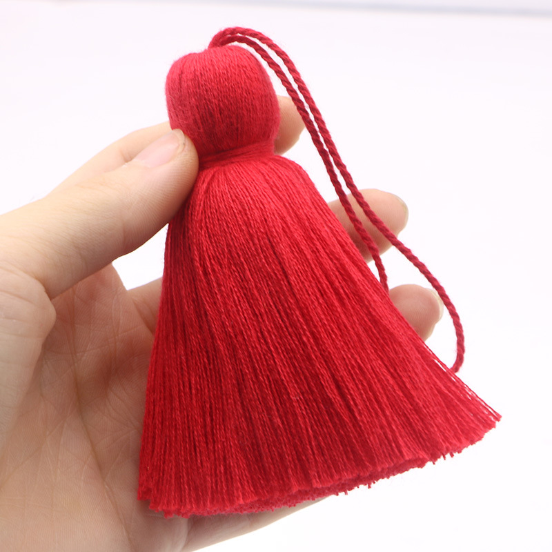 2 unidades de borlas de flecos de tela de algodón supergruesas para el hogar, cortina para el hogar, accesorios decorativos, hechos a mano, artesanía DIY, adorno de borla grande: Marfíl