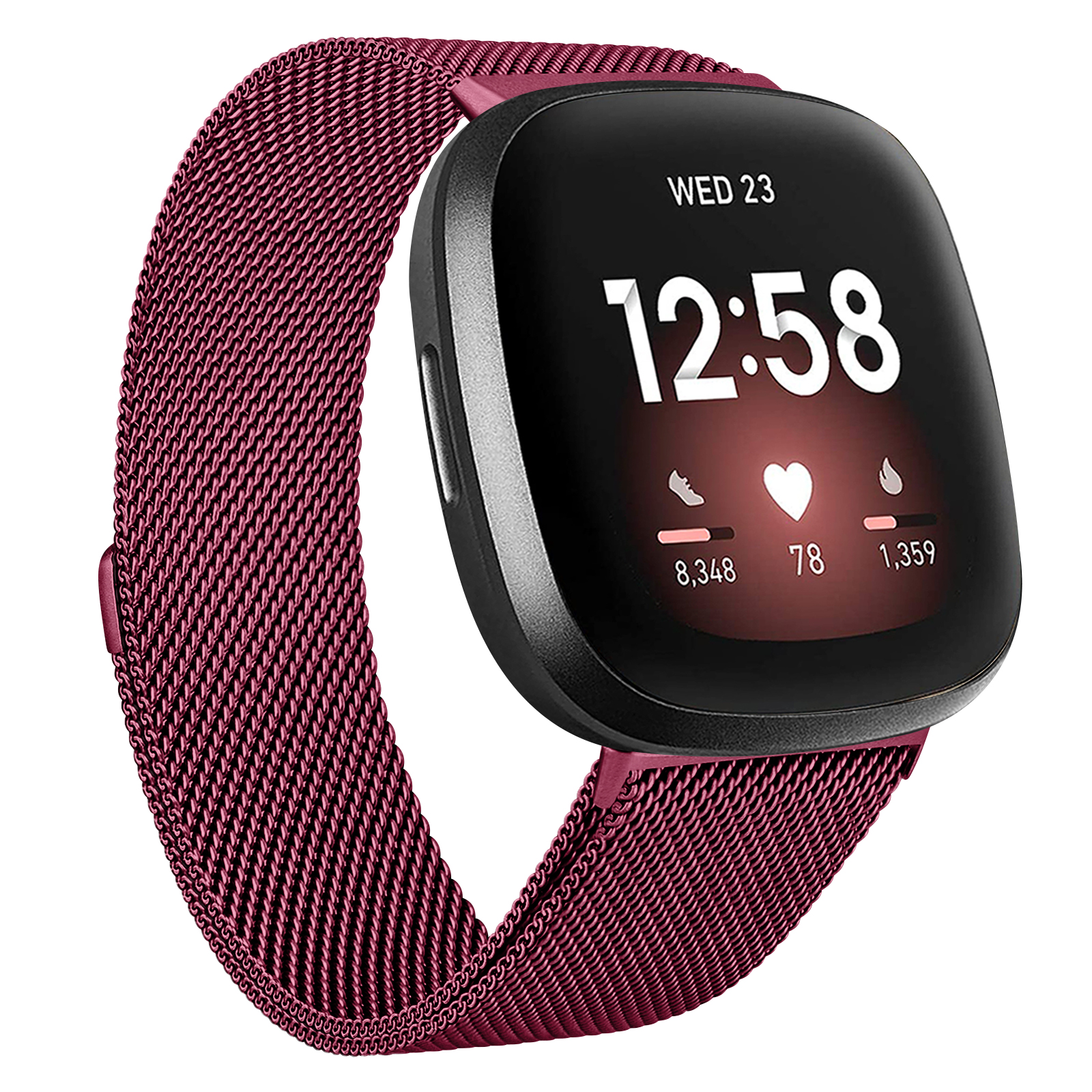 Cinturino in metallo per cinturino Fitbit versa 3 cinturino magnetico cinturino da polso per cinturino Fitbit Versa 3 senso Correa accorto guarda: vino rosso / Size S