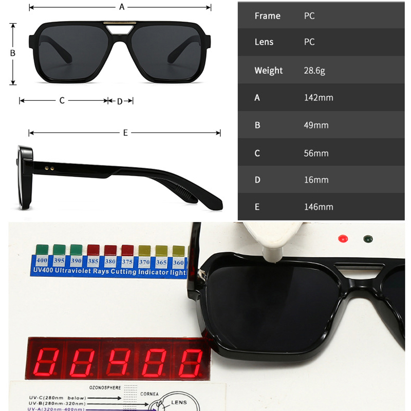 SO & EI, gafas de sol cuadradas de doble puente a la para mujer, remaches Retro, tonos de té azul UV400, gafas de sol con gradiente para exteriores para hombre