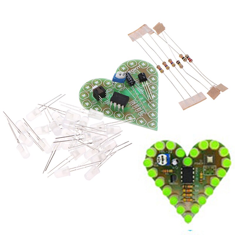 1Set Diy Kit Hart Vorm Ademhaling Lamp Kit Dc 4V-6V Breathing Led Suite Diy Elektronische productie Voor Leermiddel: GREEN