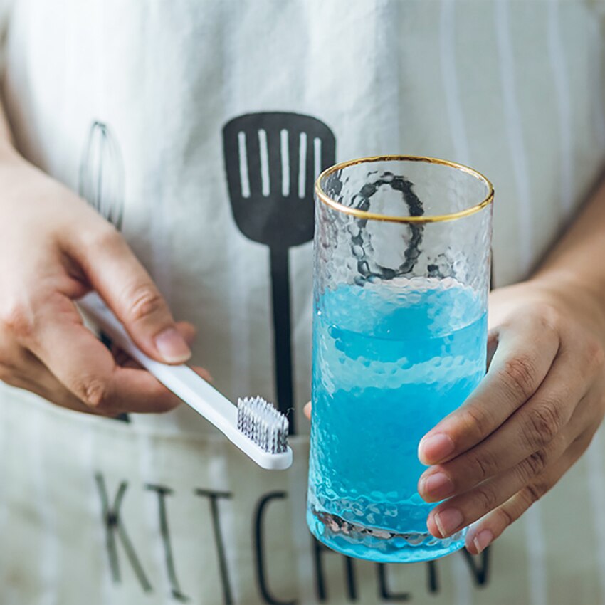 Gold Rim Bathroom Tumblers Toothbrush Holder Cup Transparent Glass Couple Brushing Cup Hotel Home Supplies Multi-function