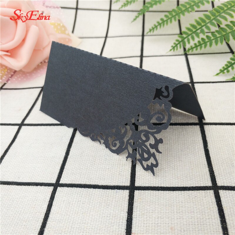 50pcs Wedding Party Table Name Place Cards Chic Pearlescent Lace Favor Message Setting Card Wedding Birthday Supplies 7ZSH870