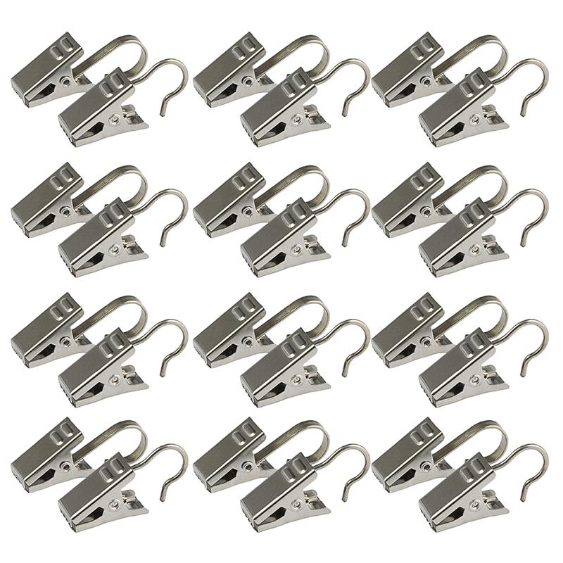 1 Set 50 Stuks Rvs Gordijn Clips Praktische Gordijn Haken (Staal Kleur)
