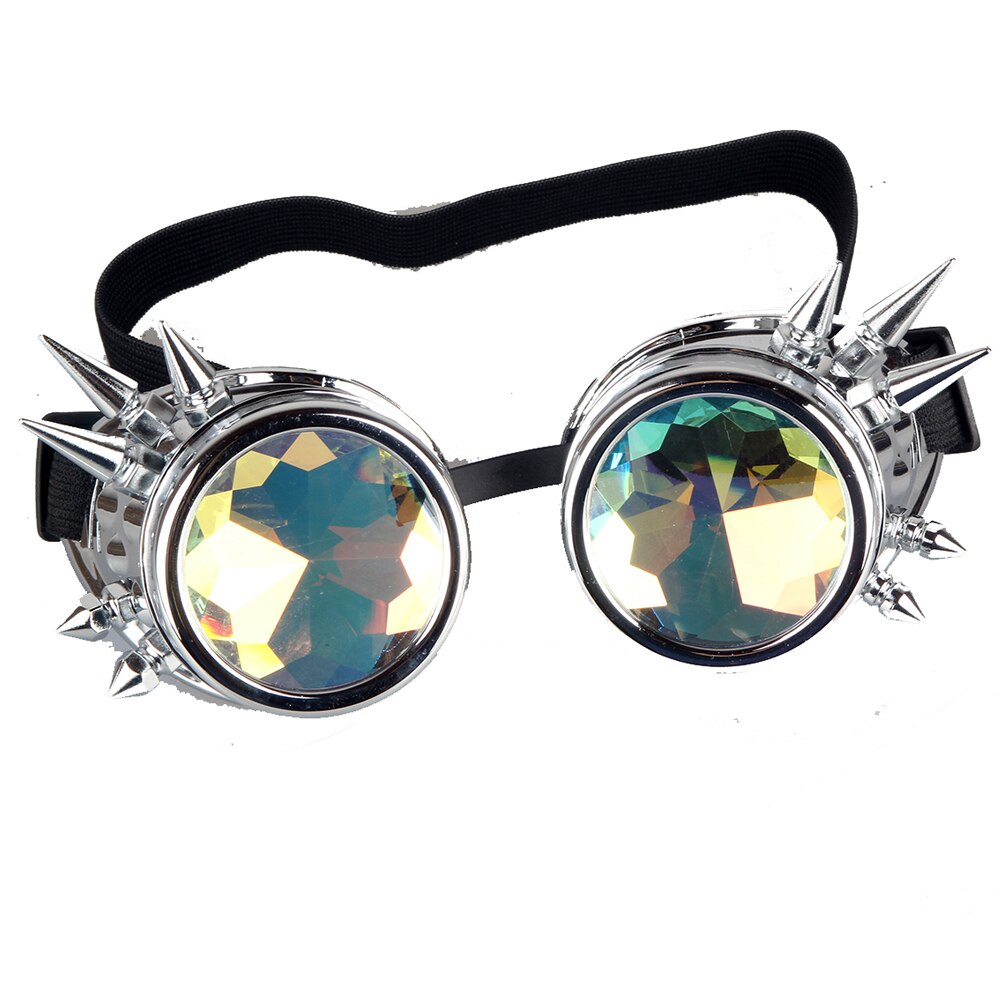 Multicolor Steampunk Goggle Glasses Welding Punk Spiked Gothic Cosplay: Silver