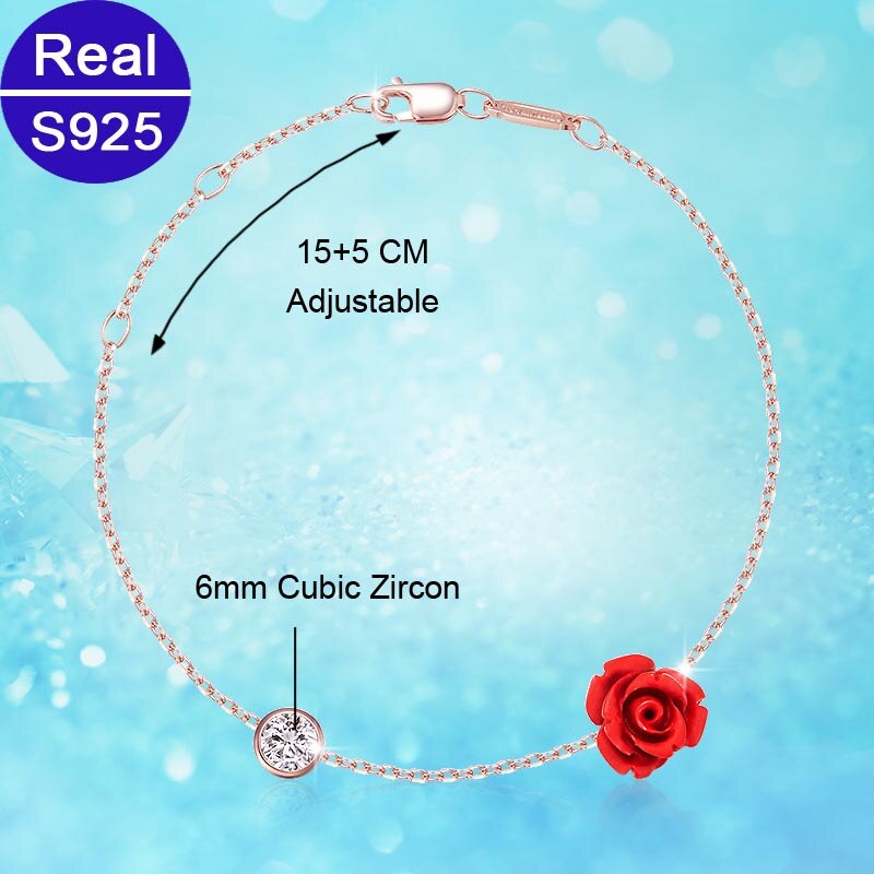 Czerwony drzewa marka prawdziwe 925 szterling srebro kobiety stóp bransoletka Cienki biżuteria moda czerwona róża bransoletka kostki srebrny upuszczać Wysyłka 