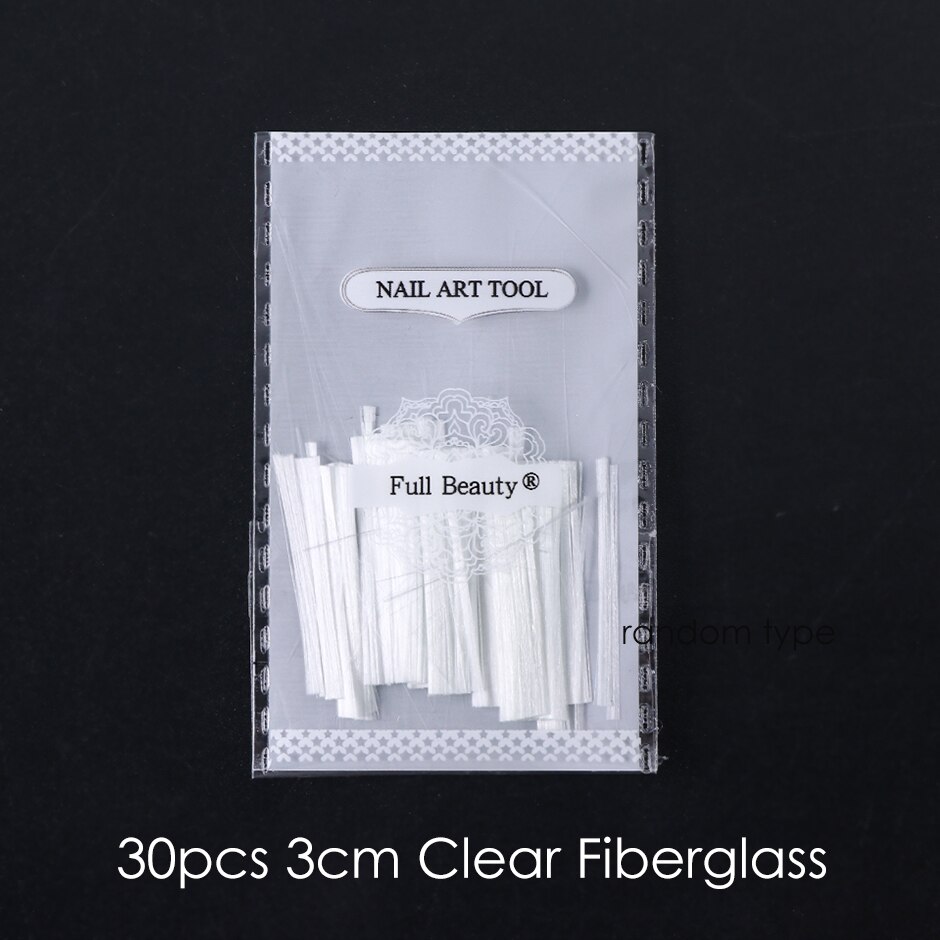 1m/2m/5m glasfiber för nagel akrylförlängning franska spetsformade spetsar glasfiber silke manikyrförlängningsset  ch1578: 3cm klart 30pc