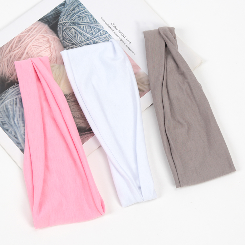 3 unids/set banda para el cabello diademas elásticas de torcidas cabeza cruzada envoltura banda para el cabello accesorios para el cabello para mujeres diadema Simple: Azul cielo