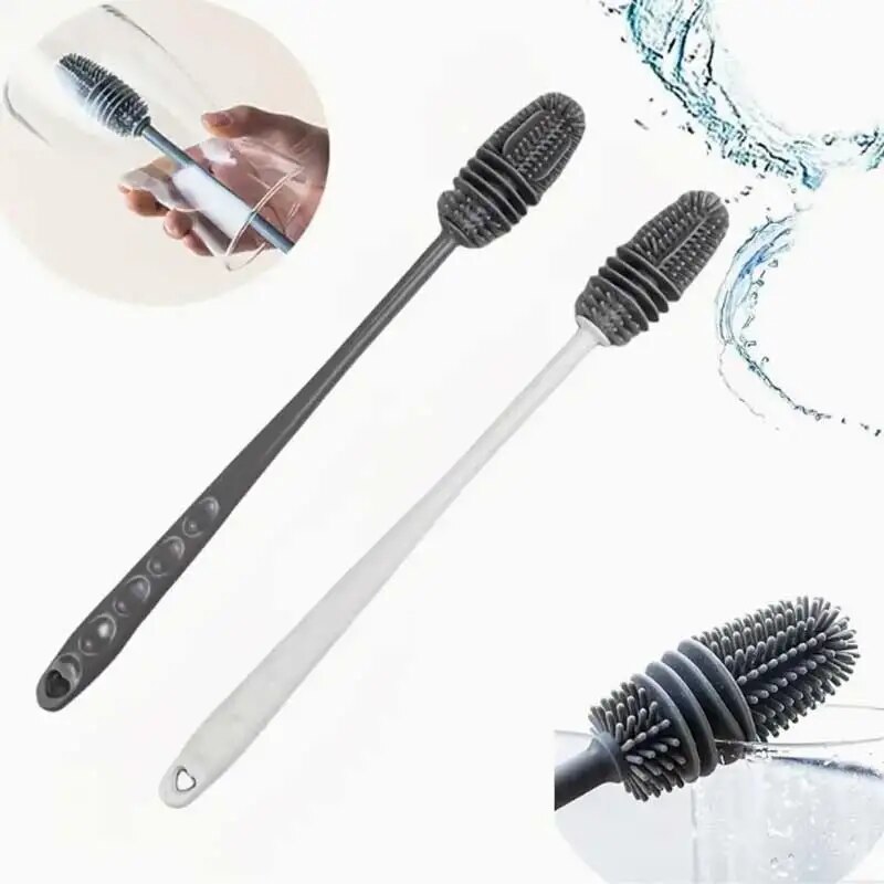 Spazzola per pulizia bottiglia in silicone con manico lungo Spazzola per pulizia cucina Spazzola per tazza Thermos Spazzola per vetro Strumenti per la pulizia