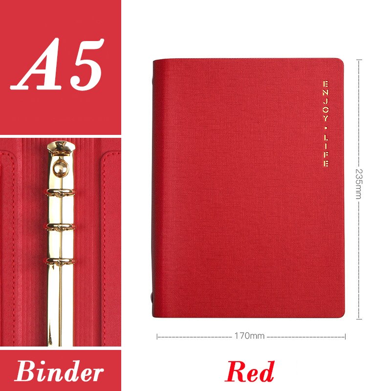 Leather Loose Leaf Binder Spiral office Business affairs High-grade Meeting Notebook 6 Holes Diary planner Agenda Bujo