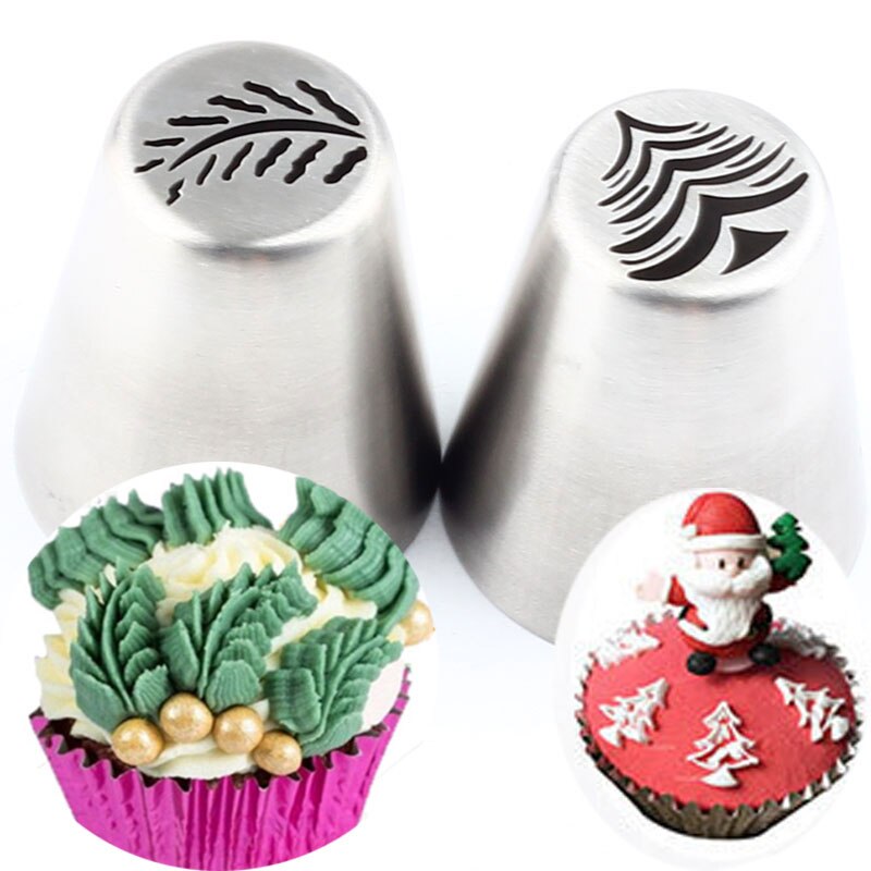 Cake Decoratie Gereedschappen 2 Stuks Kerstboom Piping Icing Tips Gebak Russische Nozzles Bakken Gebak Cupcake Cookie Zoetwaren