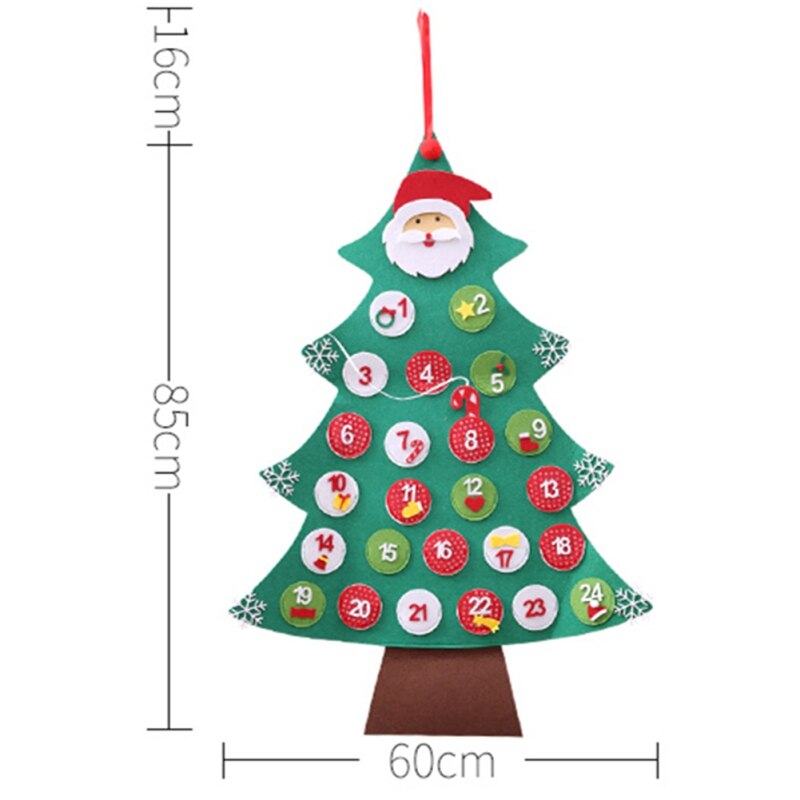 Christmas Hanging Ornaments Wall Window Hanging Decoration Xmas Tree Shape Unique Non-woven Countdown Advent Calendar 2
