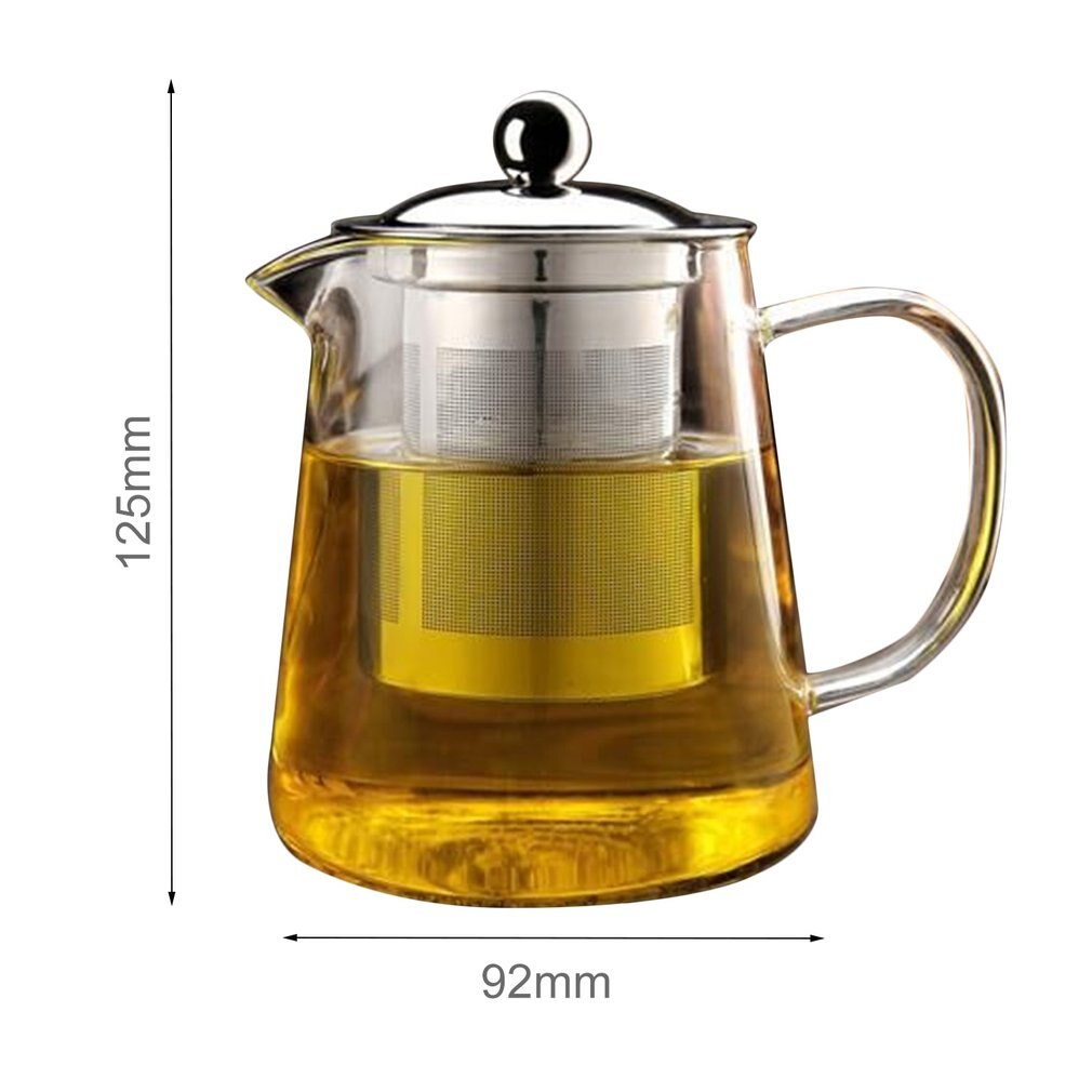 Ikke-giftig gjennomsiktig klar borsilikatglass tekanne glass tekopp tekanne med rustfritt stål infusjonsfilter nylig