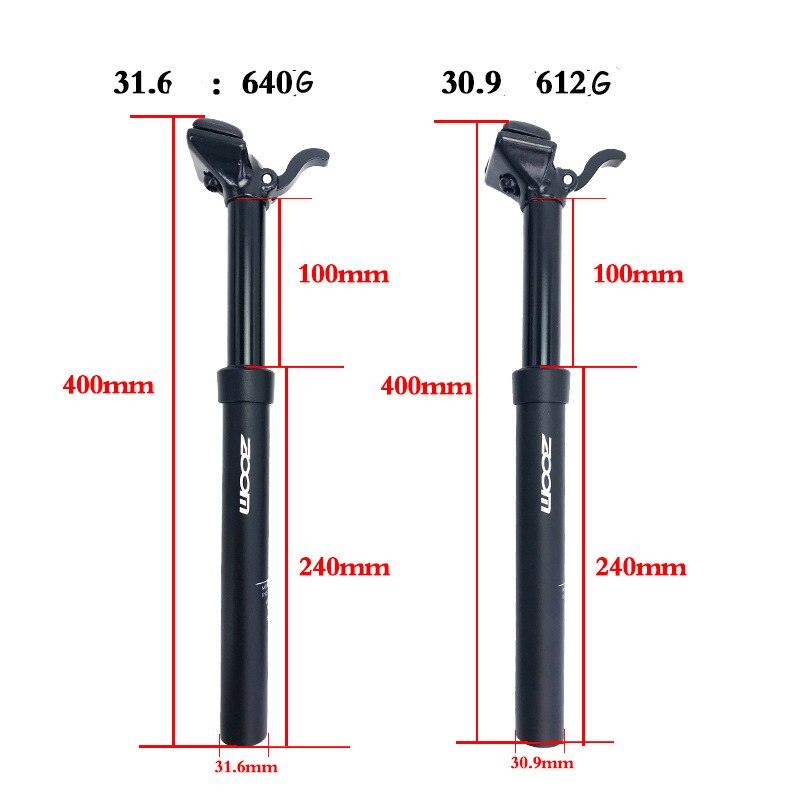 Zoom Manual Dropper SeatPost Height Adjustable Hydraulic 30.9mm 31.6mm Hand Control Seat Post Bike MTB 100mm Travel