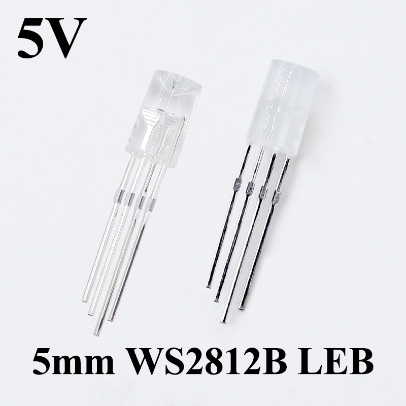 5v Ws2812 WS2812D Ws2812b 5mm Dip Led Diode F5 Rgb Phantom Integrated Ic Light Emitting Diode Transparent Surface Pixel Light