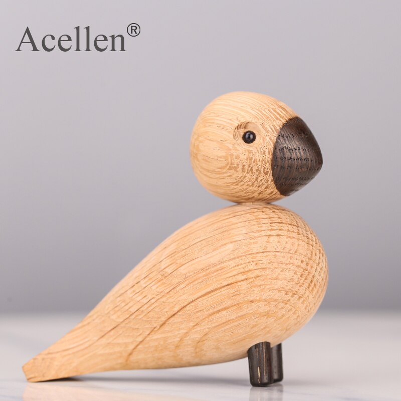 Decoración nórdica figuritas en miniatura de madera animales Lark Bird Songbird ornamentos decoración del hogar juguetes de madera escultura