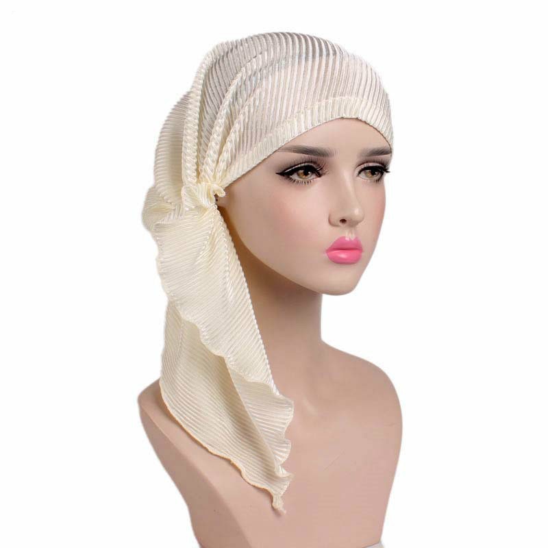 Turbante de estilo musulmán para mujer, gorro para la cabeza, accesorios para el cabello, bufanda musulmana, para la caída del cabello: beige