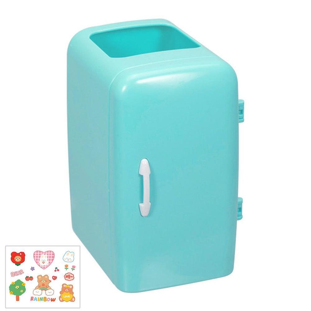 Kawaii Organizer Refrigerator Pen Holder Student Cute Sticker With Desktop Box Makeups Large-capacity Diy Stationery Storag I8x9: green