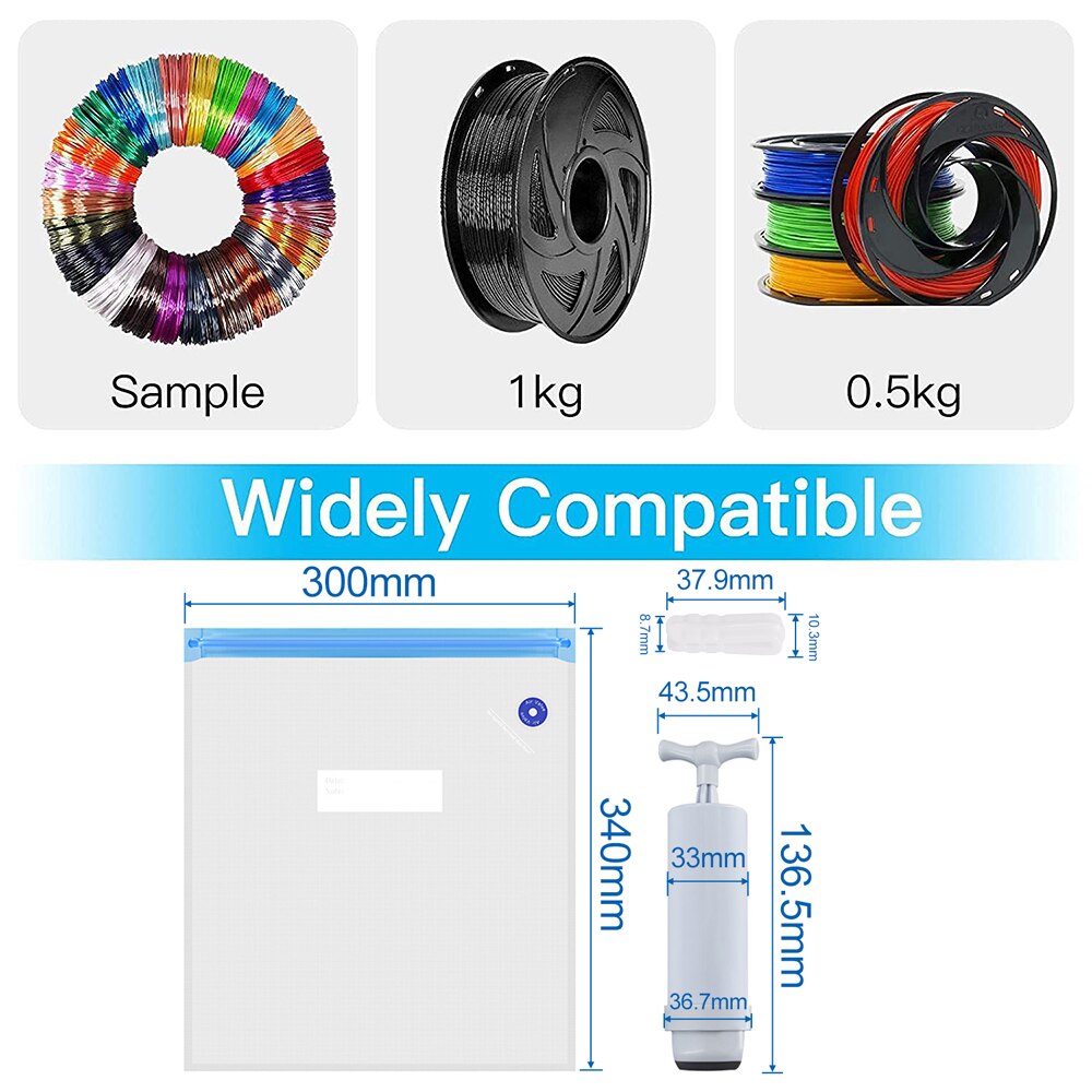 Sac de rangement de Filament d&#39;imprimante 3D, Kit de nettoyage, sacs scellés résistants à l&#39;humidité pour sèche-Filament d&#39;imprimante 3D ABS PLA