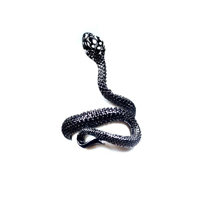 Anillo ajustable para hombres, niñas y mujeres, serpiente negra de oro ajustable, Animal feroz, Retro, Punk, esguinces muy grandes, Faraón egipcio: RK12