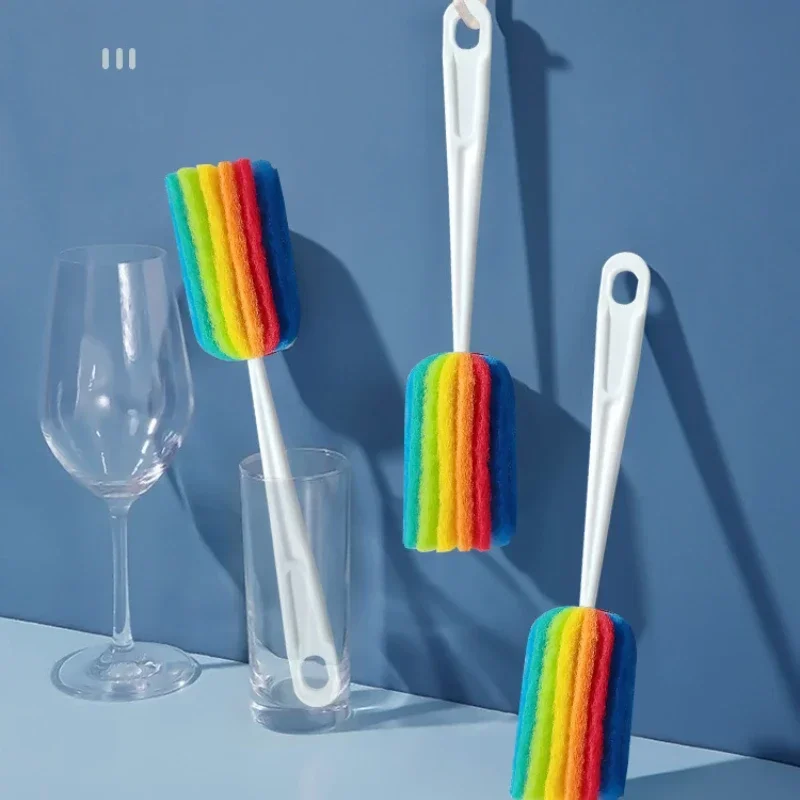 Semplice biberon spazzola pulita manico lungo spazzola colorata in spugna spazzola per tazza d&#39;acqua per uso domestico accessori per la pulizia della casa