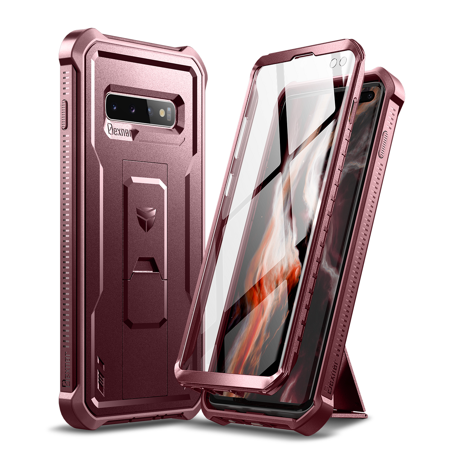 Funda protectora de cuerpo completo 360, hoja de PC + carcasa de TPU para Samsung Galaxy S10 Plus, funda con soporte y funda protectora de pantalla integrada