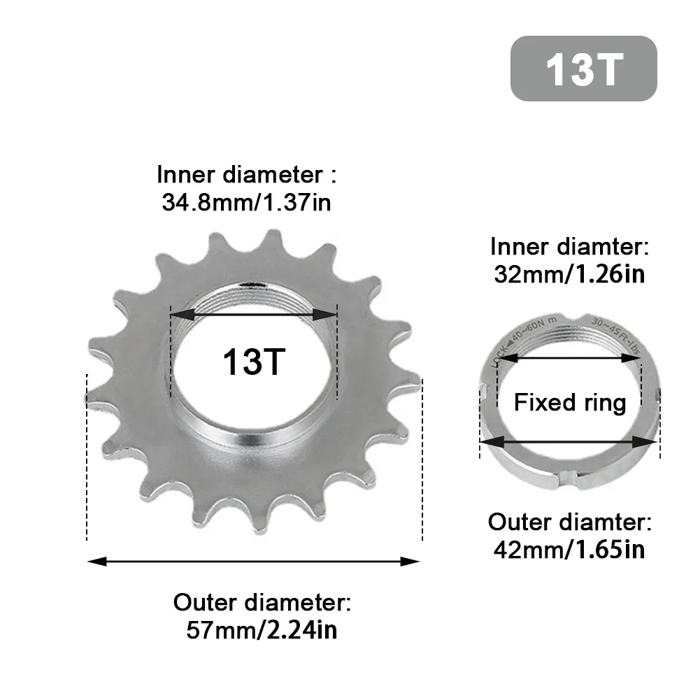 Piñón de rueda de bicicleta de piñón fijo 13t/14t/15t/16t/17t/18t con anillo de bloqueo, accesorios de ciclismo para buje de bicicleta de pista Fixie: Blanco