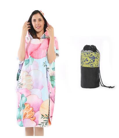 Quick Drying Changing Robe Beach Towel Outdoor Sports Hooded Bath Towel Poncho Soft Beach Swimming Towels Cloak: 5