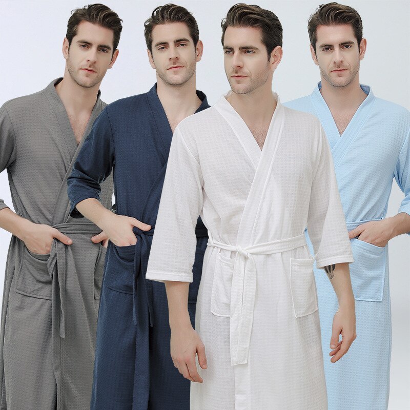 Mannen Nachtkleding Mannen Nightgowns Kimono Robe Katoenen Badjassen Homewear Pijama Lange Mouwen Robe Peignoir Homme