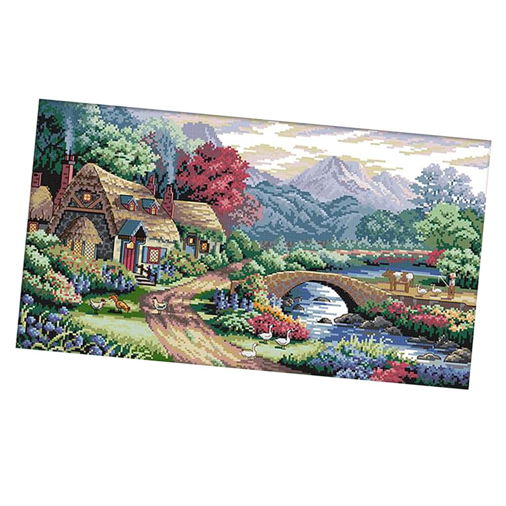 14CT 54x33cm Farm Scene Stamped Cross Stitch Kit Needlework for Beginners