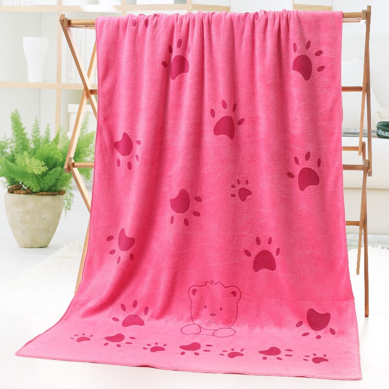 140X70CM Pet Bath Towel Oversized Microfiber Towel Strong Absorbing Water Dog Towels Golden Retriever Teddy General Pet Supplies: 3-Pink