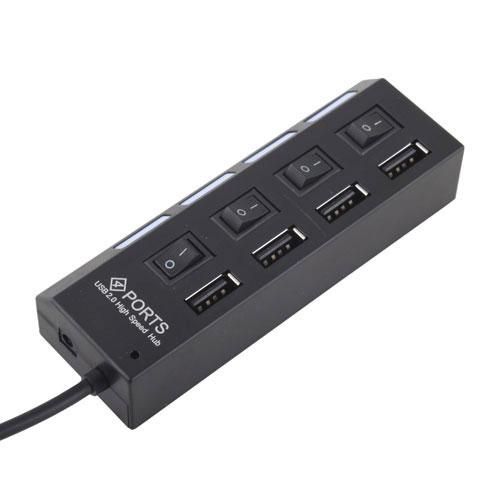 ON/OFF Switch 4 Port USB 2.0 HUB Hi-Speed Laptop PC #24 #5646