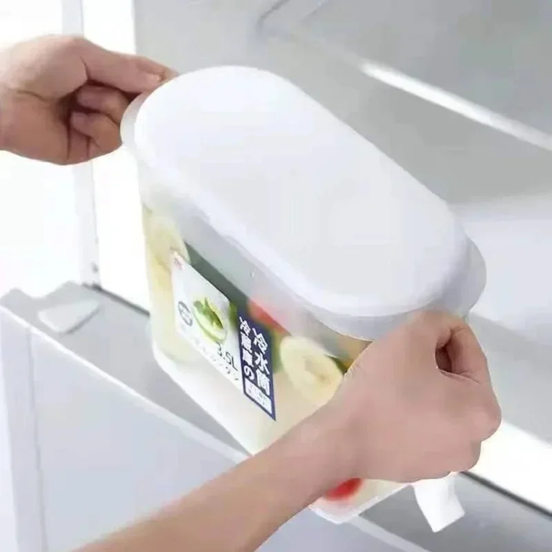 Jarra de agua fría de gran capacidad de 3,5 L, hervidor frío con grifo en refrigerador, dispensador de bebidas heladas, refrigerador y espiga