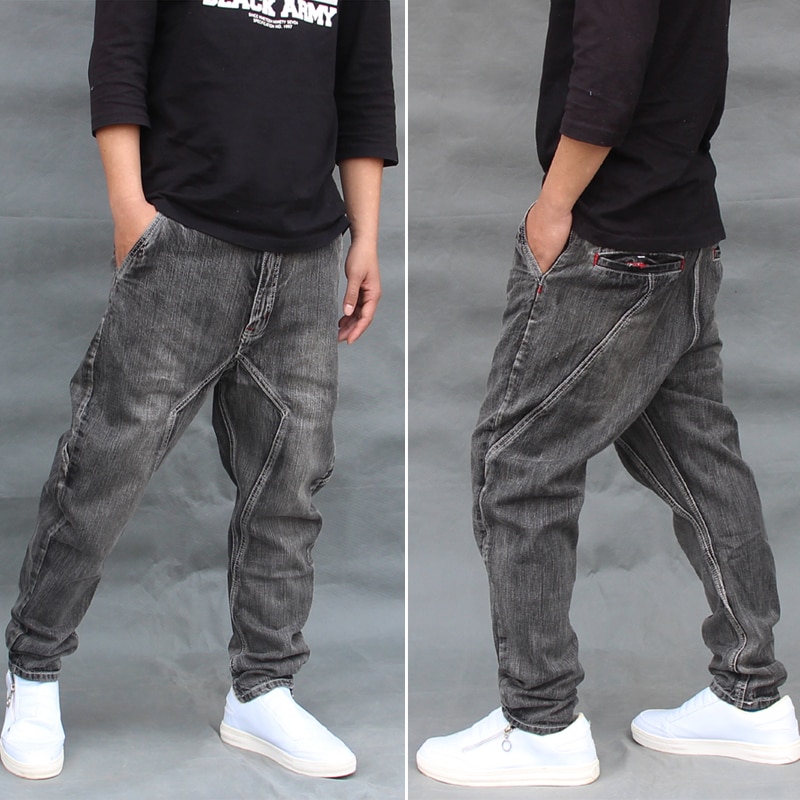 Plus size Men baggy Skateboard denim pants Hip hop Punk Sagging jean Harem pants Men street dance Crotch trouser FSH14