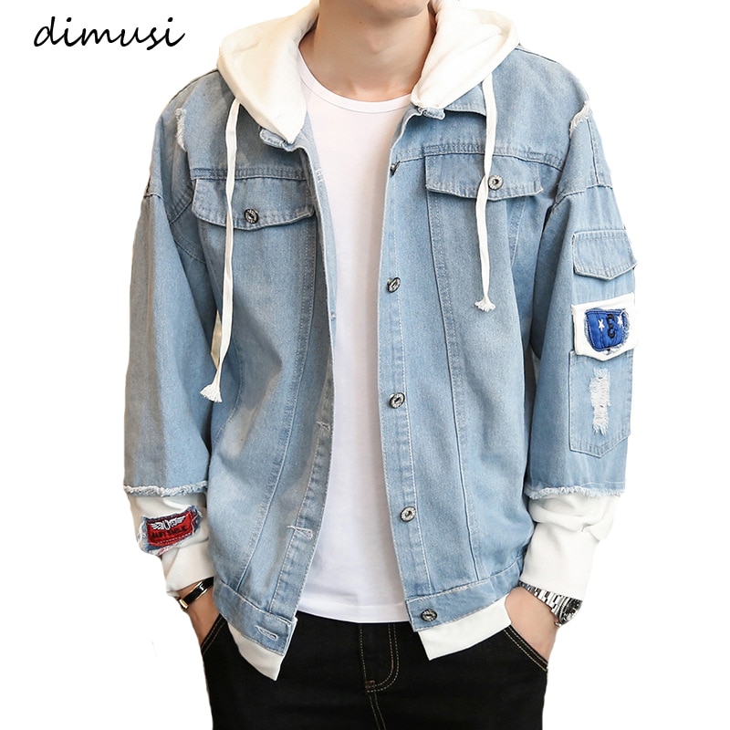 Dimusi höst herr jeansjacka hip hop tunn sliten jeansjacka herr jeans jacka ytterkläder manliga cowboyrockar 3xl,ta294