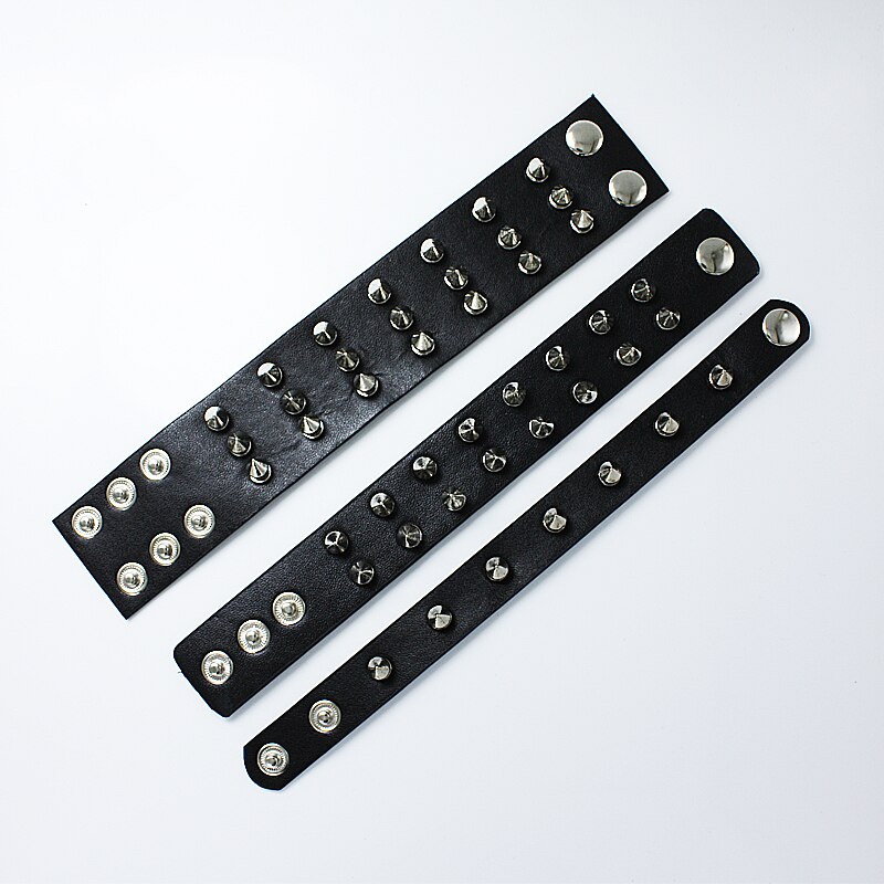 Sangsy Unique 1/2/3 Row Cuspidal Spikes Rivet Stud Wide Cuff Leather Punk Gothic Rock Unisex Bangle Bracelet Men Jewelry