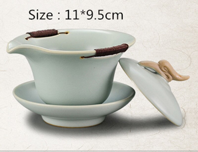 Ceramic Tea Tureen Hand-painted Ruyao Large Cover Bowl Chinese KungFu Gaiwan Tea Cup Bowl Teaware