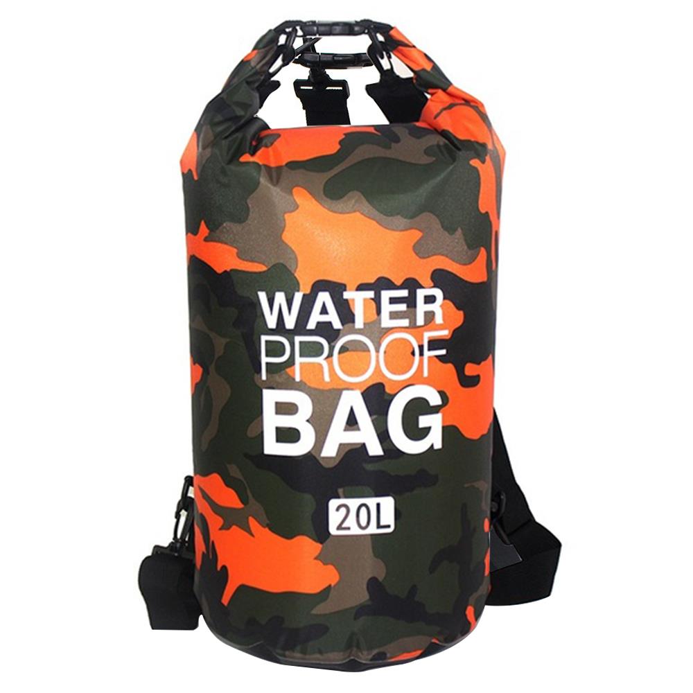 2/10/20l svømmetaske udendørs camouflage vandtæt bærbar rafting dykning tørpose sæk pvc taske til river trekking rafting: Orange camouflage / 20l