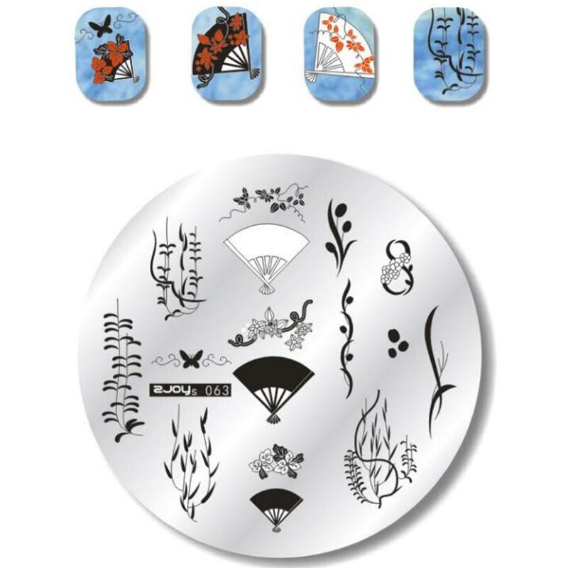 Placas de estampación de uñas de estilo chino Flame Lucky Clould imagen plantilla para decoración de uñas sello Acero inoxidable Nail Art Print Tools: 63