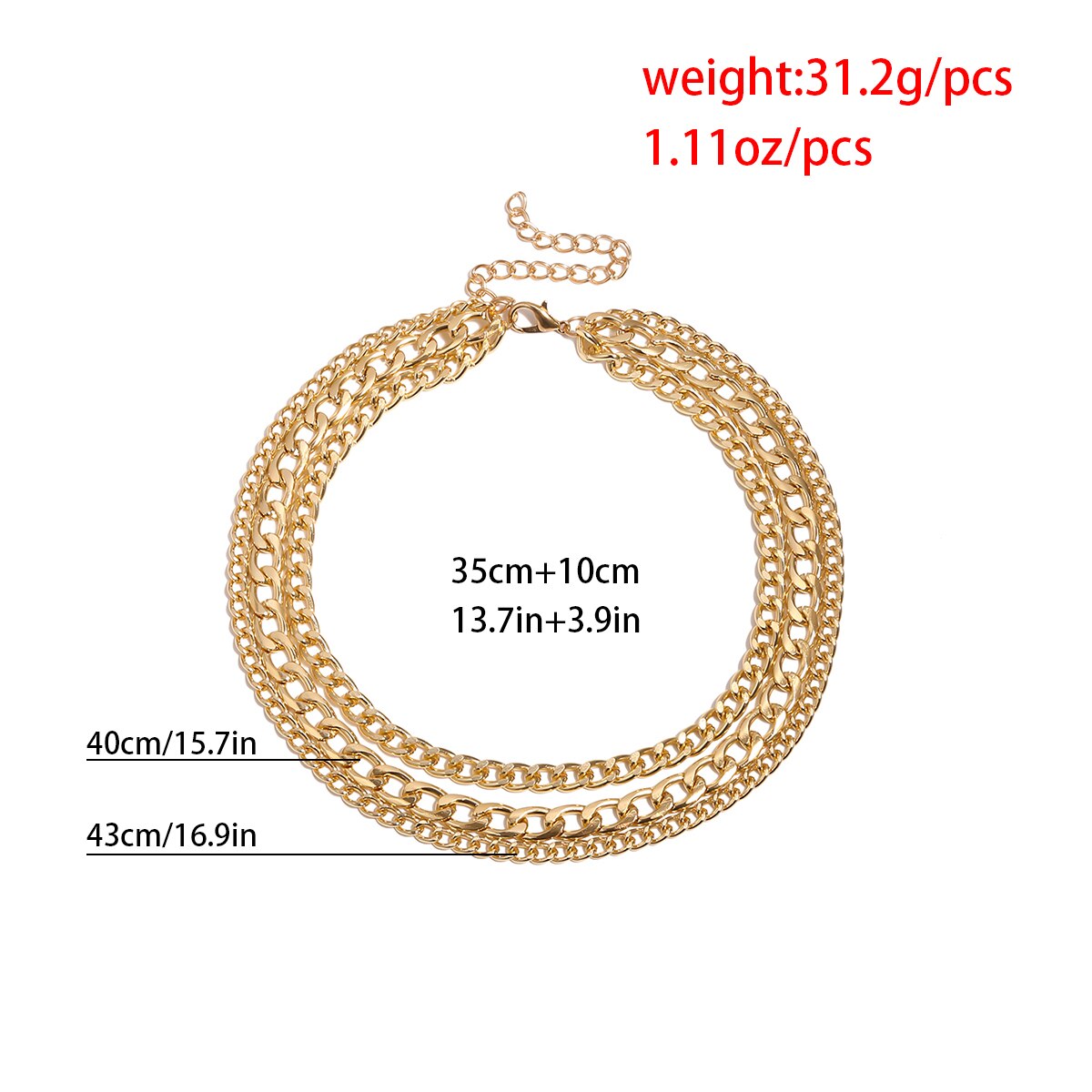Hip Hop Chunky Choker Ketting Kraag Steampunk Mannen Rock Big Chunky Aluminium Goud Kleur Dikke Ketting Ketting Vrouwen Sieraden