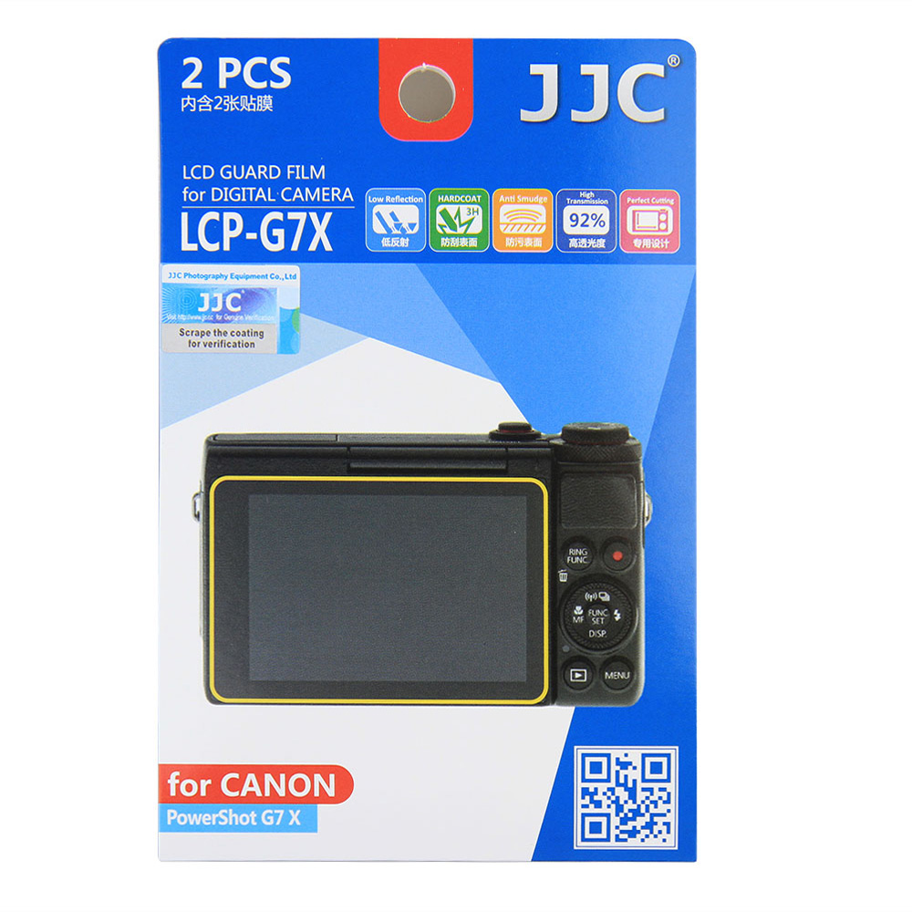 Jjc LCP-G7X Lcd Guard Film Screen Protector (2 Kits) Voor Canon Powershot G1X Mark Iii, 5X, g7X, G9X, G7X Mark Ii, Eos M100, Eos M6,