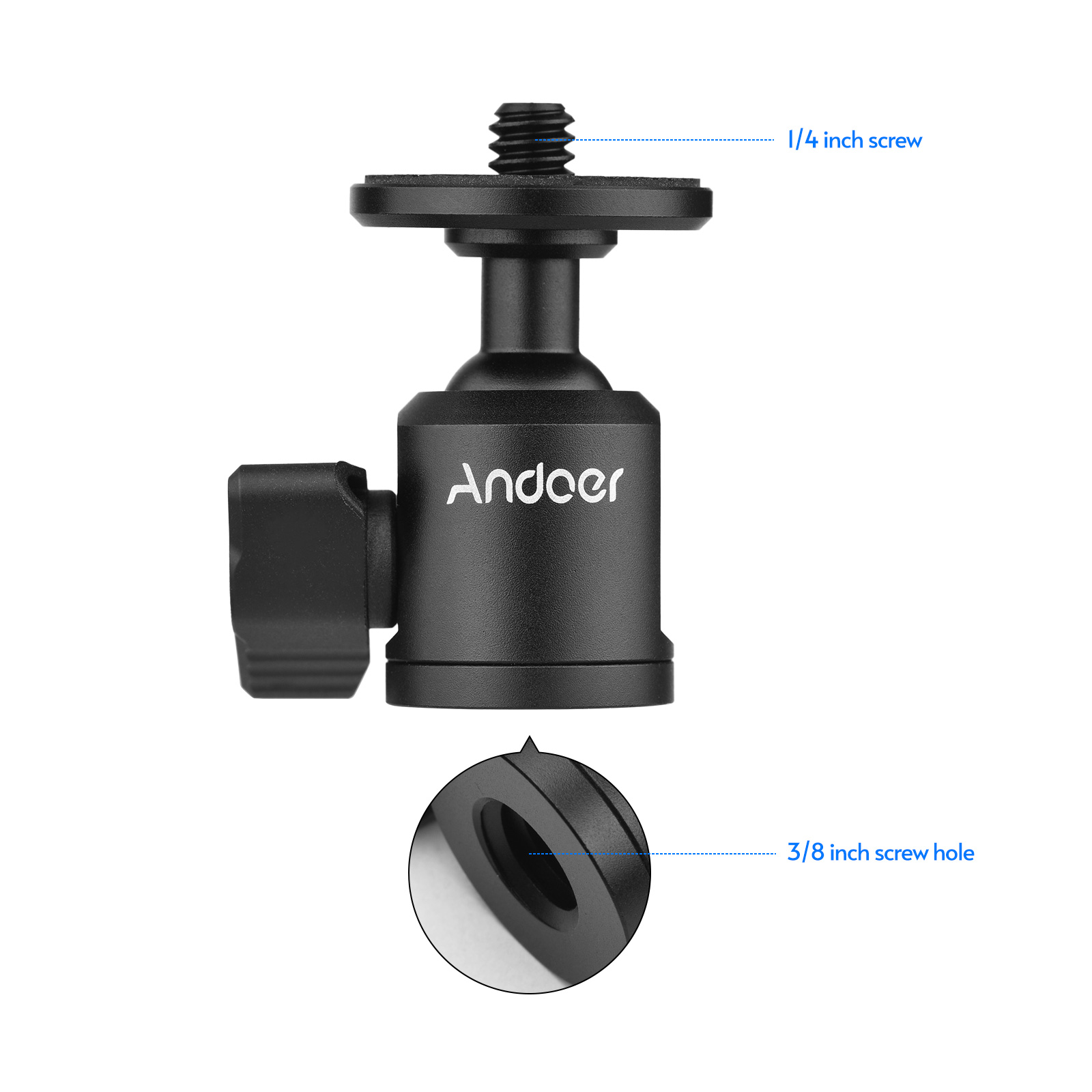 Andoer Statief Fluidkop Pan Tilt Head met snelwisselplaat en handgreep, panorama-kogelkop-statiefhouder met 1/4 inch schroef voor compacte videocamera's, DSLR-camera's, draagkracht 10 kg Andoer Statief Fluidkop Pan Tilt Head met snelwisselplaat en handgreep, panorama-kogelkop-statiefhouder met 1/4 inch schroef voor compacte videocamera's, DSLR-camera's, draagkracht 10 kg