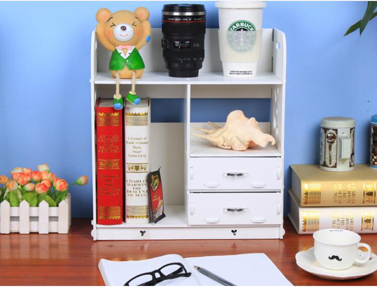 Organizador de maquillaje de belleza de escritorio blanco con cajones, soporte de tocador de plástico de madera, pequeño Almacenamiento de mostrador de baño