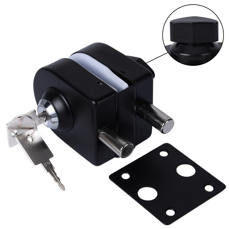 Black Non-perforated Glass Lock Single/double Glass Door Lock Stainless Steel Bathroom Door Lock Home Hardware Door Accessories