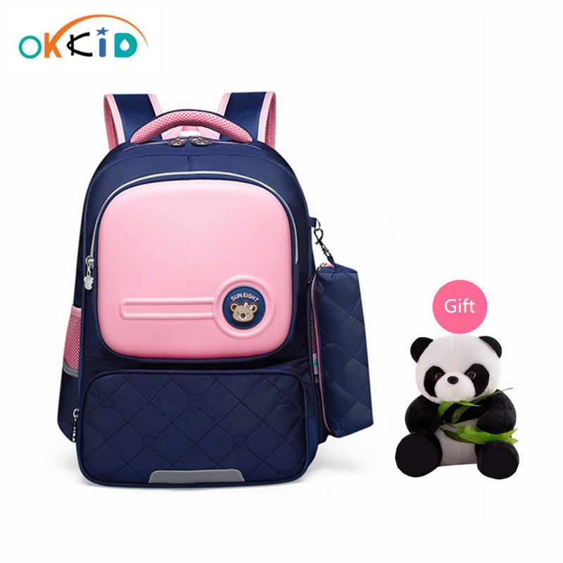 OKKID children school bags for girls cute korean style kids pink bag orthopedic school backpack for boy waterproof bookbag