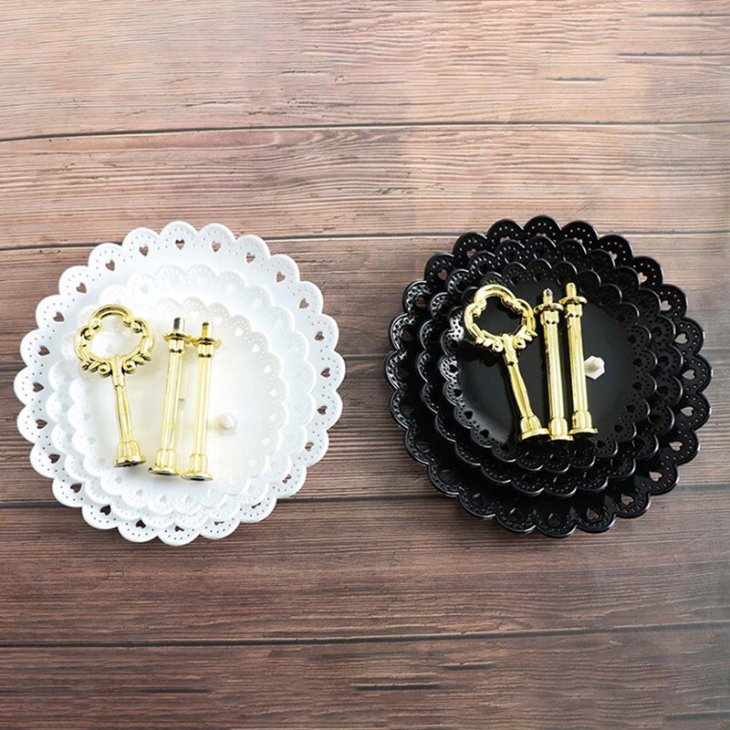 3 Tier Cake Dessert Rack Stand Afternoon Tea Wedding Party Plates Tableware Multi Layer Plastic Tray Snack Candy Tray