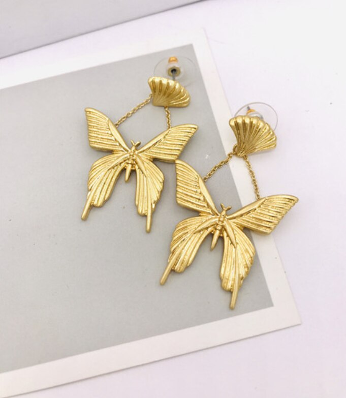 CSxjd nuevos pendientes exagerados de lujo con forma de mariposa joyería para mujer